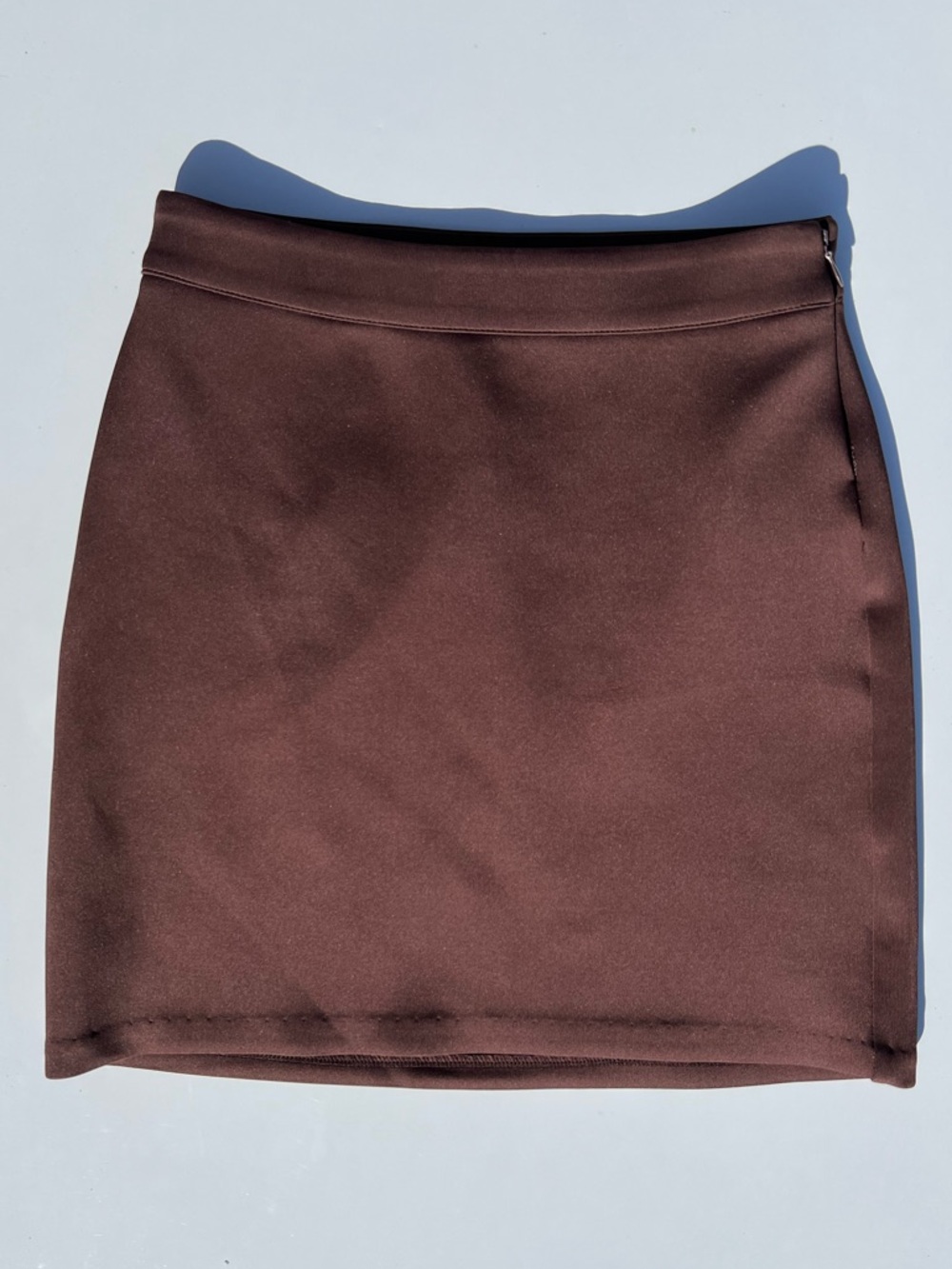 Good American Sculpt Scuba Mini Skirt Dark Cocoa Brown Neoprene XS 0/25